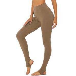 Leggings Elastic Waistband Gym Yoga Soft Cotton Pants Khaki